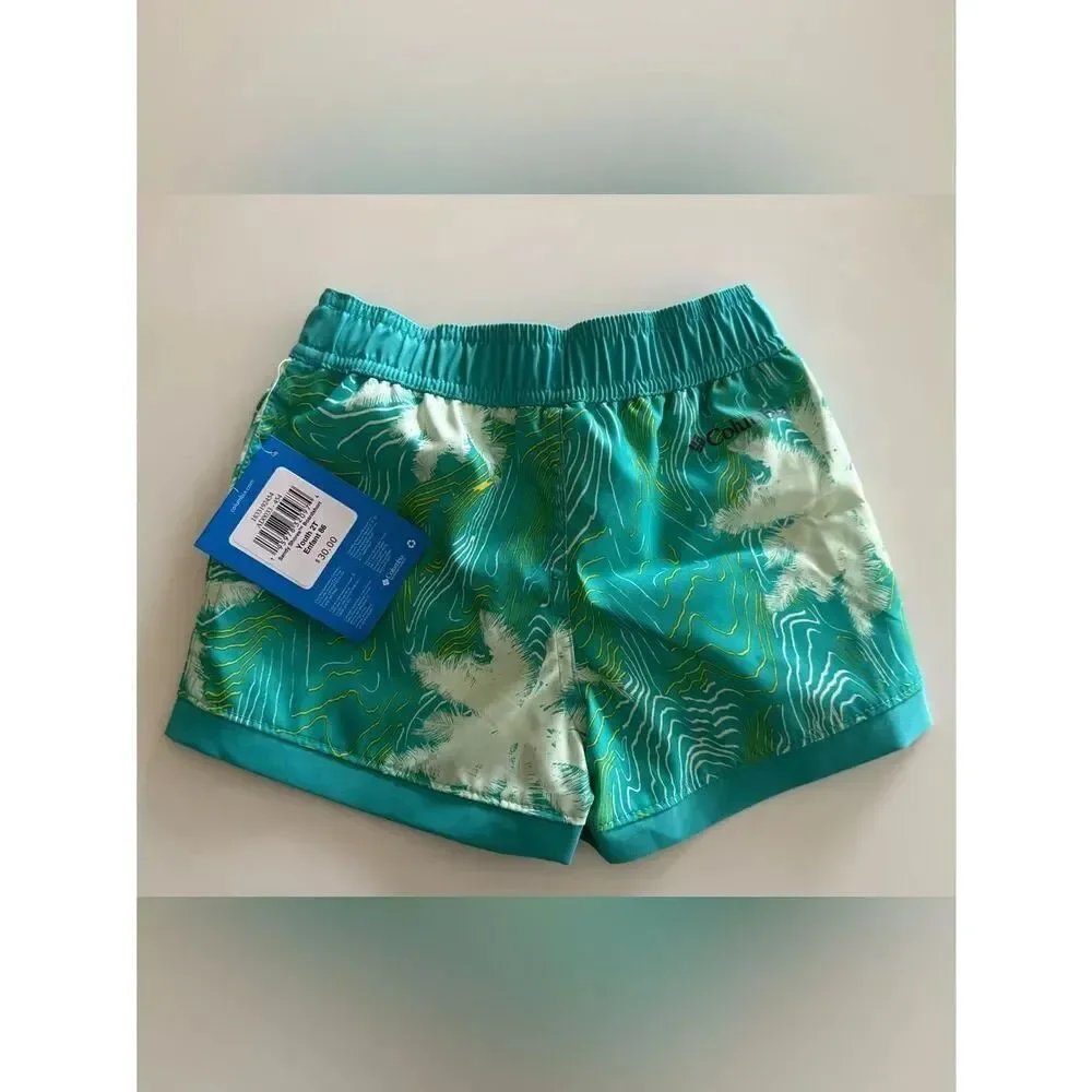 Columbia Toddler Boys Sandy Shores Boardshort, Turquoise Palm Print, 2T, NWT